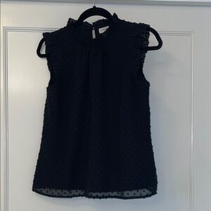 J. Crew Factory Black Sleeveless Swiss Dot Blouse